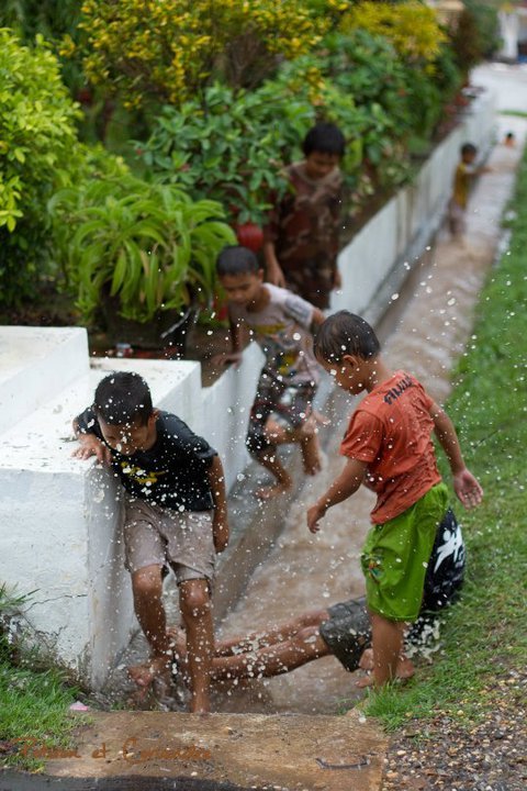 Kids in the rain